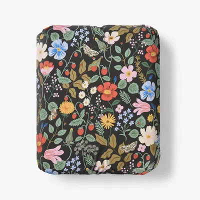 The Company Store Strawberry Fields Classic Cool Cotton Percale Fitted Bed Sheet In Black