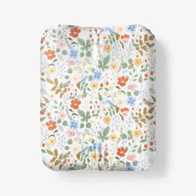 The Company Store Strawberry Fields Classic Cool Cotton Percale Fitted Bed Sheet In Blue