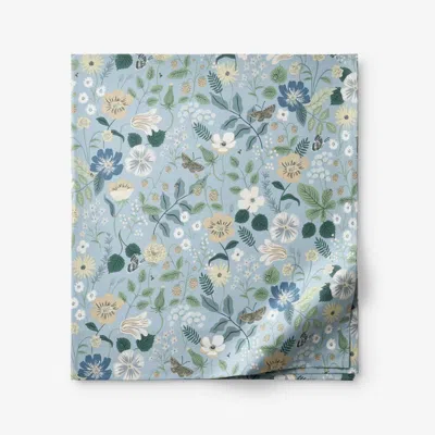 The Company Store Strawberry Fields Classic Cool Cotton Percale Flat Bed Sheet In Beige/blue/gray