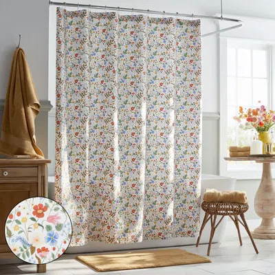 The Company Store Strawberry Fields Classic Cool Cotton Percale Shower Curtain In White