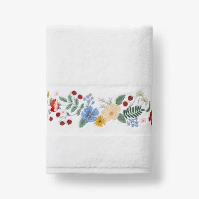 The Company Store Strawberry Fields Embroidered Bath Towel In White