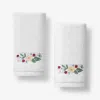 The Company Store Strawberry Fields Embroidered Guest Towels, Set Of 2 In White