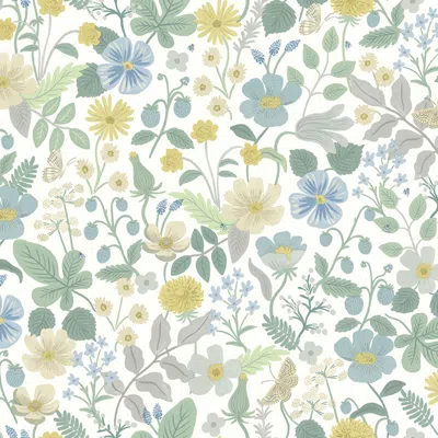 The Company Store Strawberry Fields Traditional Wallpaper In Green/white