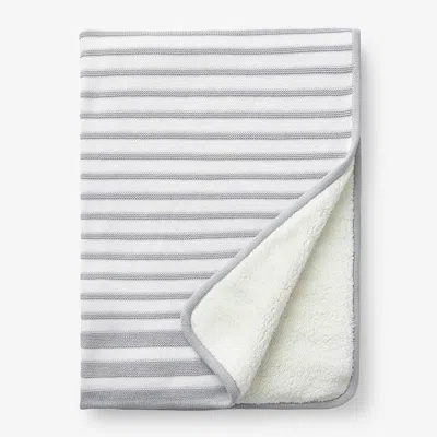 The Company Store Stripe Knit Baby Blanket In Gray