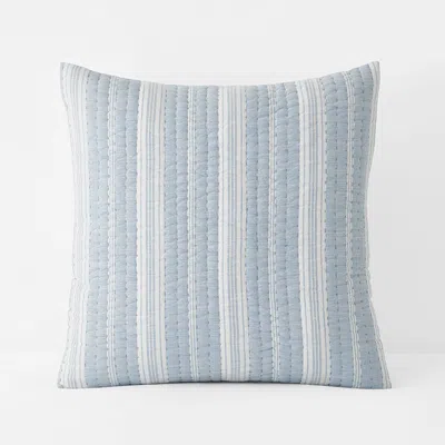 The Company Store Stripe Quilted Sham In Blue
