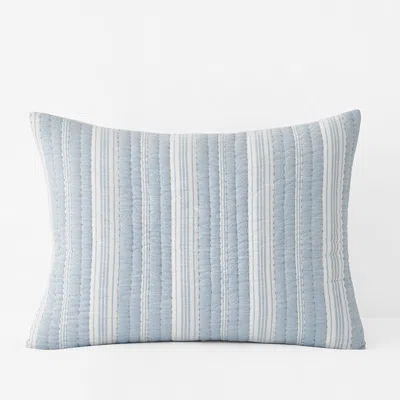 The Company Store Stripe Quilted Sham In Blue
