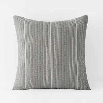The Company Store Stripe Quilted Sham In Gray