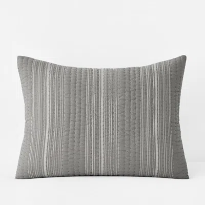 The Company Store Stripe Quilted Sham In Gray
