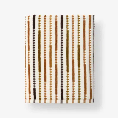 The Company Store Stripe Velour Bath Towel In Brown/orange/coral