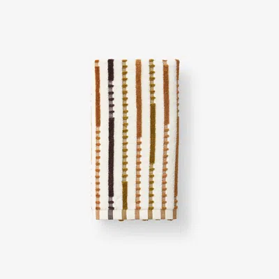 The Company Store Stripe Velour Hand Towel In Brown/orange/coral