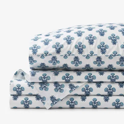 The Company Store Suhana Garment Washed Cotton Percale Bed Sheet Set In Blue