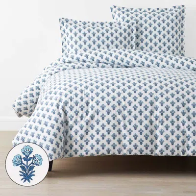 The Company Store Suhana Garment Washed Cotton Percale Duvet Cover In Blue