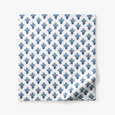 The Company Store Suhana Garment Washed Cotton Percale Flat Bed Sheet In Blue