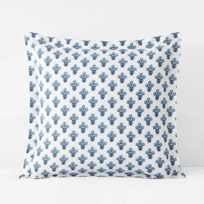 The Company Store Suhana Garment Washed Cotton Percale Sham In Blue