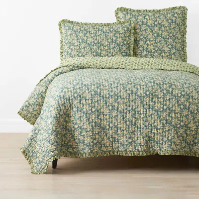 The Company Store Suhana Reversible Ruffle Quilt In Green