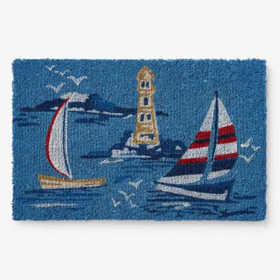 The Company Store Summer Novelty Coir Doormat In Blue
