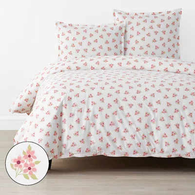 The Company Store Sunshine & Blooms Classic Cool Cotton Percale Duvet Cover
