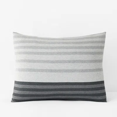 The Company Store T-shirt Soft Jersey Knit Stripe Yarn-dyed Sham In Gray
