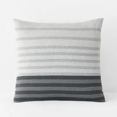 The Company Store T-shirt Soft Jersey Knit Stripe Yarn-dyed Sham In Gray