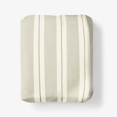 The Company Store Tailored Stripes And Plaids Classic Cool Cotton Percale Fitted Bed Sheet In Green/white