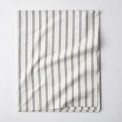 The Company Store Tailored Stripes And Plaids Classic Cool Cotton Percale Flat Bed Sheet In Blue