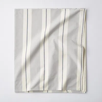 The Company Store Tailored Stripes And Plaids Classic Cool Cotton Percale Flat Bed Sheet In Blue