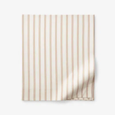 The Company Store Tailored Stripes And Plaids Classic Cool Cotton Percale Flat Bed Sheet In White/yellow