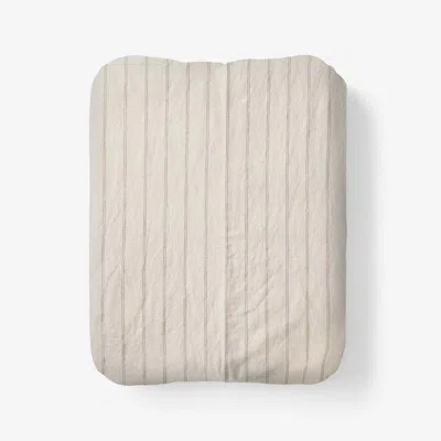 The Company Store Tailored Stripes And Plaids Premium Breathable Washed Linen Cotton Fitted Bed Sheet In Beige/brown