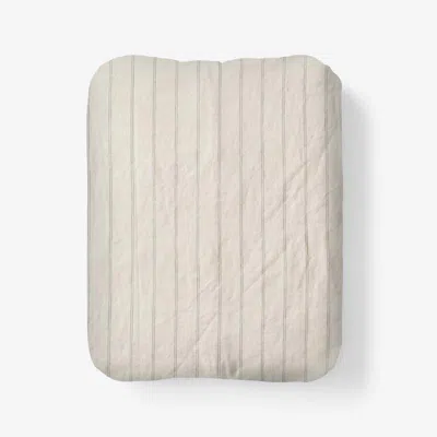 The Company Store Tailored Stripes And Plaids Premium Breathable Washed Linen Cotton Fitted Bed Sheet In Beige/green