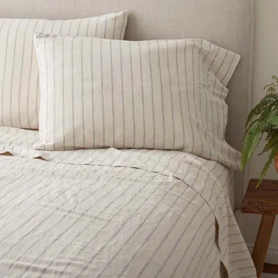 The Company Store Tailored Stripes Premium Breathable Washed Linen Cotton Sheet Set