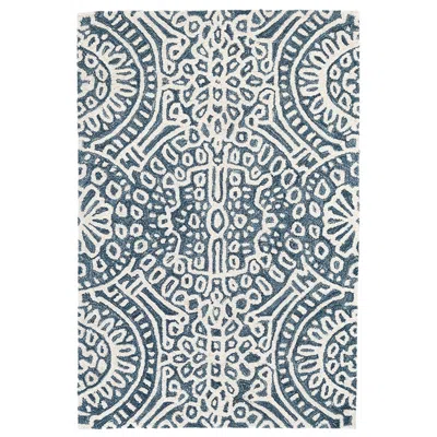 The Company Store Temple Hand Hooked Wool Rug In Blue