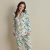 The Company Store Tencel™ Modal Jersey Knit Women's Pajama Set In Green/pink/teal