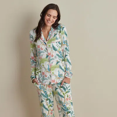 The Company Store Tencel™ Modal Jersey Knit Women's Pajama Set In Green/pink/teal