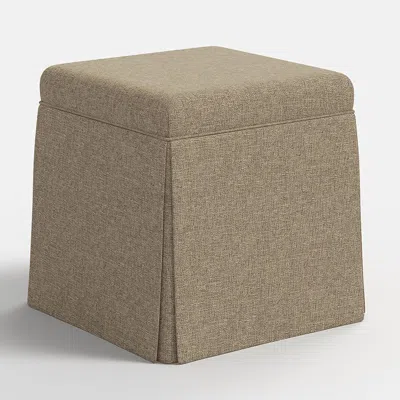The Company Store Textured Linen Skirted Storage Ottoman In Beige