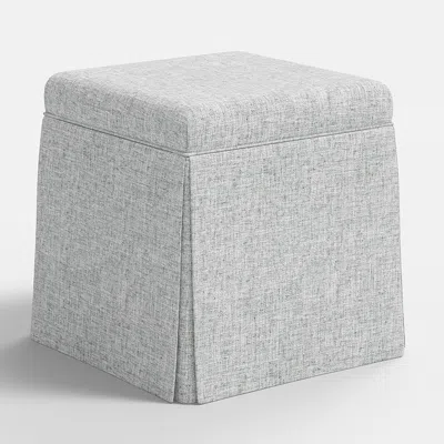 The Company Store Textured Linen Skirted Storage Ottoman In Gray