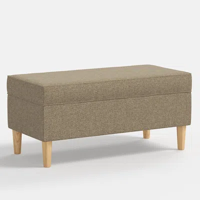 The Company Store Textured Linen Storage Bench In Beige