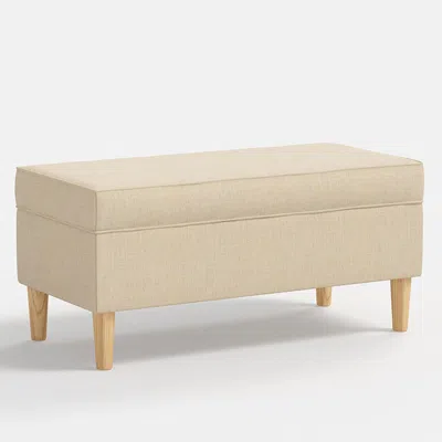 The Company Store Textured Linen Storage Bench In Beige