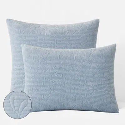 The Company Store Tinsley Leaf Quilted Sham In Blue