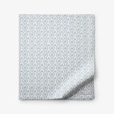The Company Store Tira Floral Classic Cool Cotton Percale Flat Bed Sheet In Blue