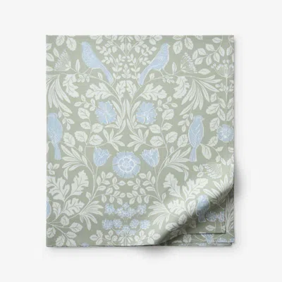 The Company Store Tira Floral Classic Cool Cotton Percale Flat Bed Sheet In Blue