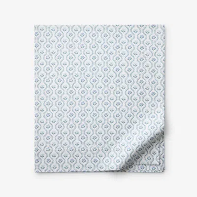 The Company Store Tira Floral Classic Cool Cotton Percale Flat Bed Sheet In Blue
