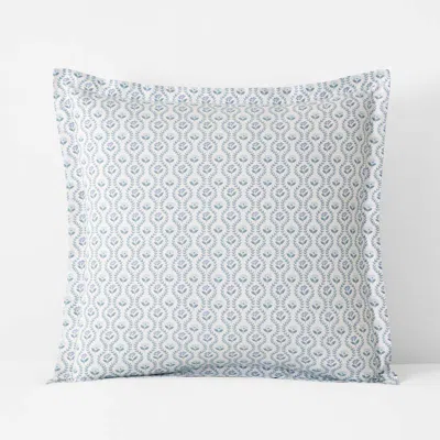 The Company Store Tira Floral Classic Cool Cotton Percale Sham In Blue