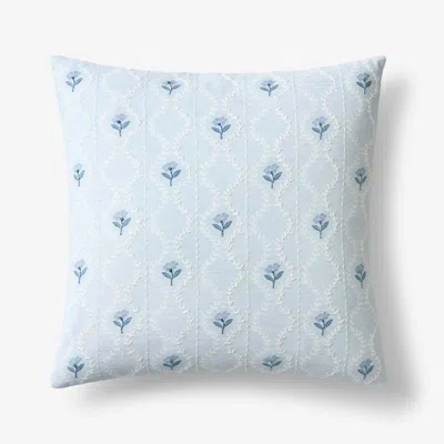 The Company Store Tira Mini Floral Decorative Square Pillow Cover In Blue