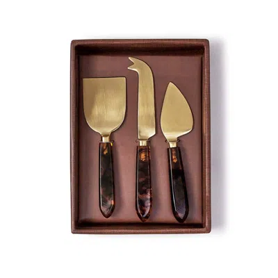 The Company Store Tortoise Cheese Knives, Set Of 3 In Brown