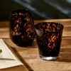 The Company Store Tortoise Print Stemless Wine Glasses, Set Of 4 In Brown
