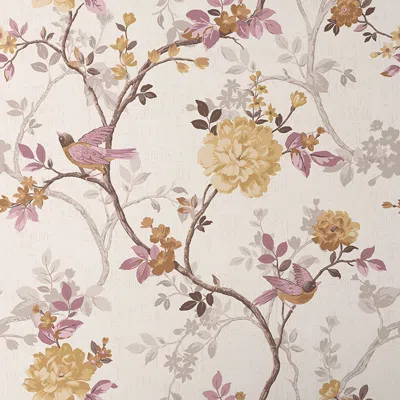 The Company Store Traditional Bird Wallpaper In Light Yellow
