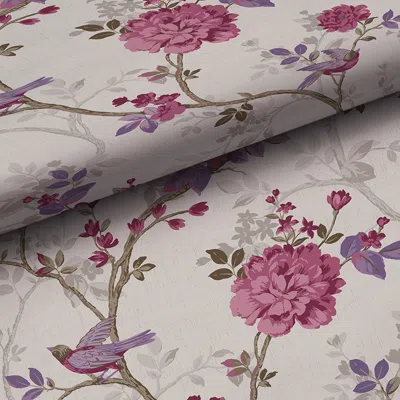 The Company Store Traditional Bird Wallpaper In Purple