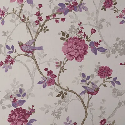 The Company Store Traditional Bird Wallpaper In Purple