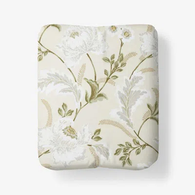 The Company Store Tranquil Blossom Premium Smooth Wrinkle-free Sateen Fitted Bed Sheet In Beige/green/ivory