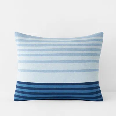 The Company Store T-shirt Soft Jersey Knit Stripe Yarn-dyed Sham In Blue/light Blue